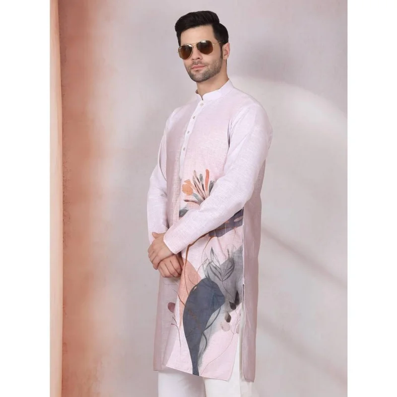 Longline White Shirts for Muslim Men Prayers Clothes Luxury African Style Bronzing Printed Dress Men Costumes Arabic Shirt