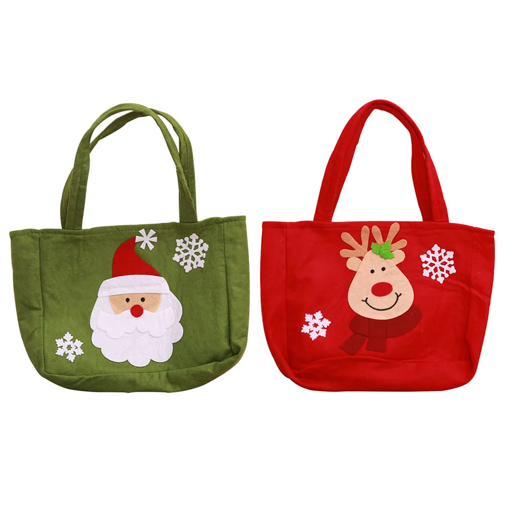 

2PCS Christmas Gift Bags Cloth Premium Quality Festive Design Storage Treat Reusable Holiday Thick H Party Tote