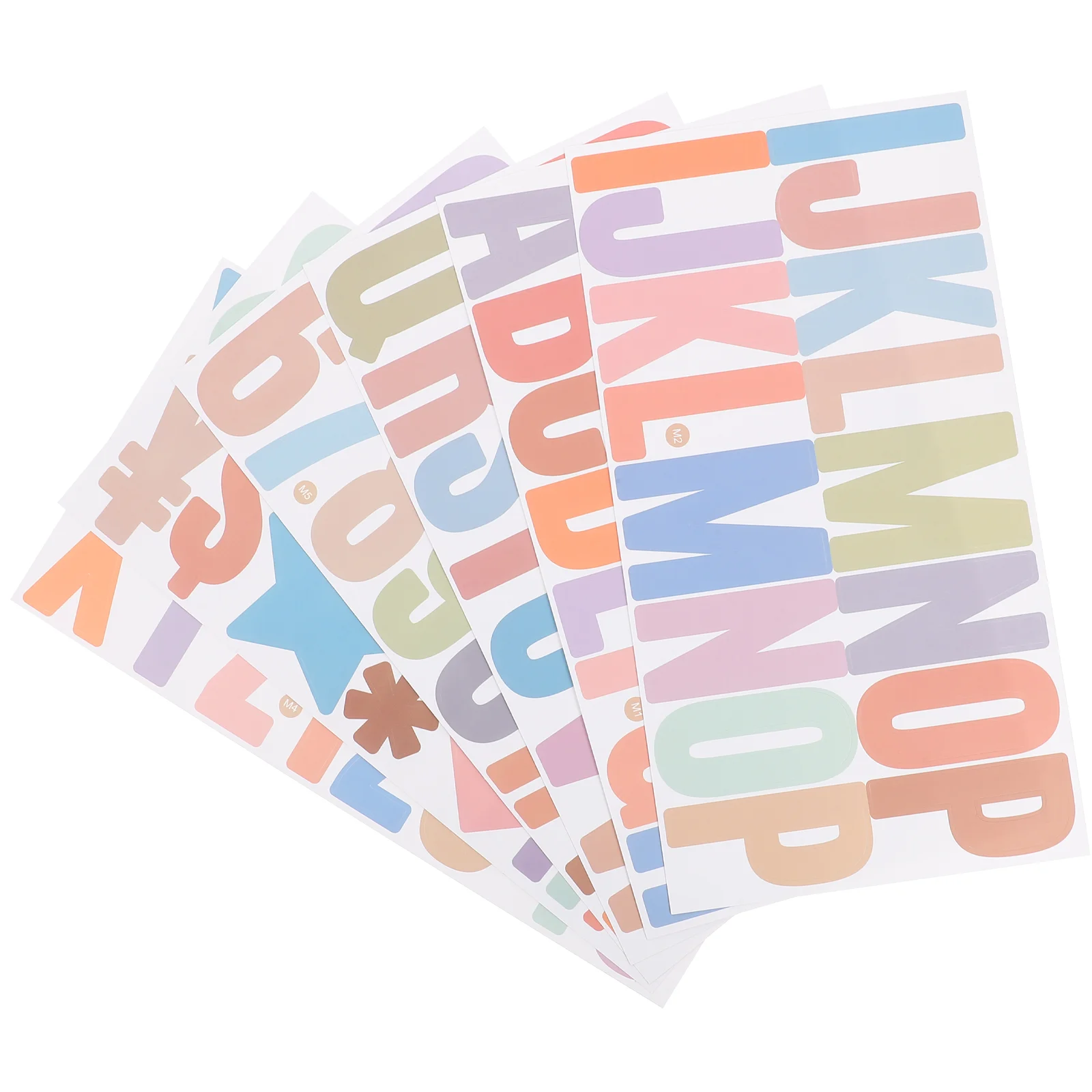6 Sheets Letter Stickers Reflective Decorative Numbers Alphabet Door Self-adhesive Paper DIY Small