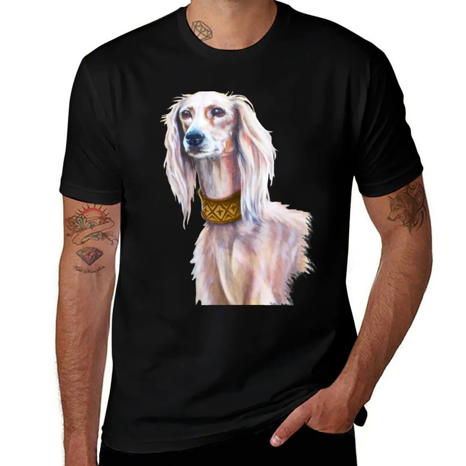 

Saluki Painting. T-Shirt summer shirt summer top funny shirt cotton men t shirts high quality