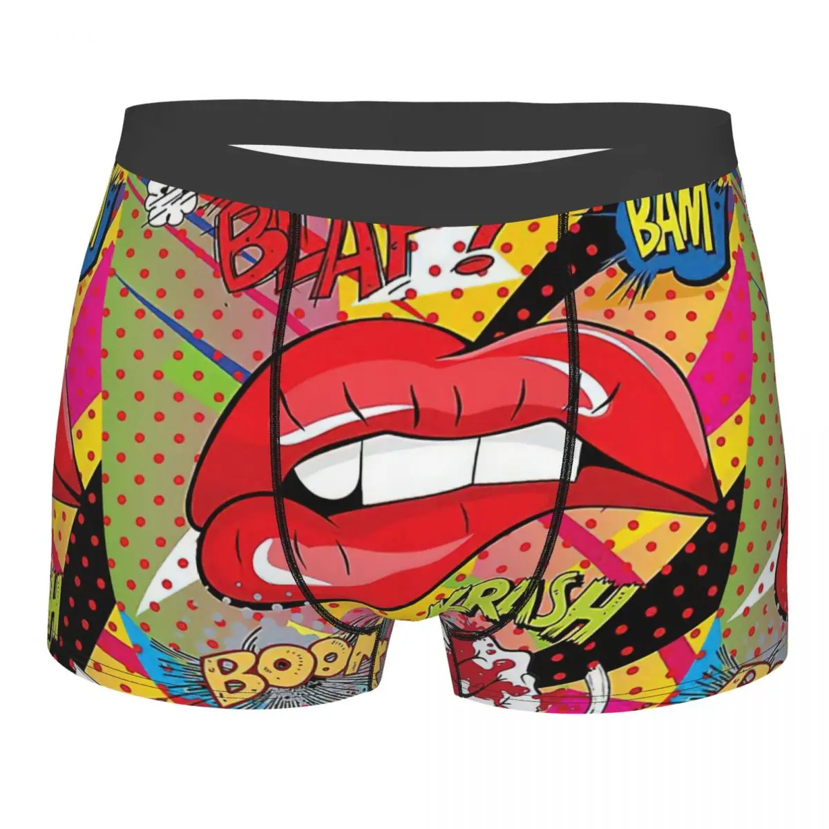 

Lovely Lips Retro Pop Art Men's Underwear Boxer Shorts Panties Humor Soft Underpants for Homme Plus Size