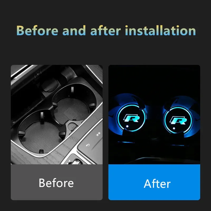 New 7 Color LED Car Cup Holder Light Luminous Coaster Water Cup Pad For VW Volkswagen Polo Jetta Golf Beetle CC GTI golf Passat - view 5