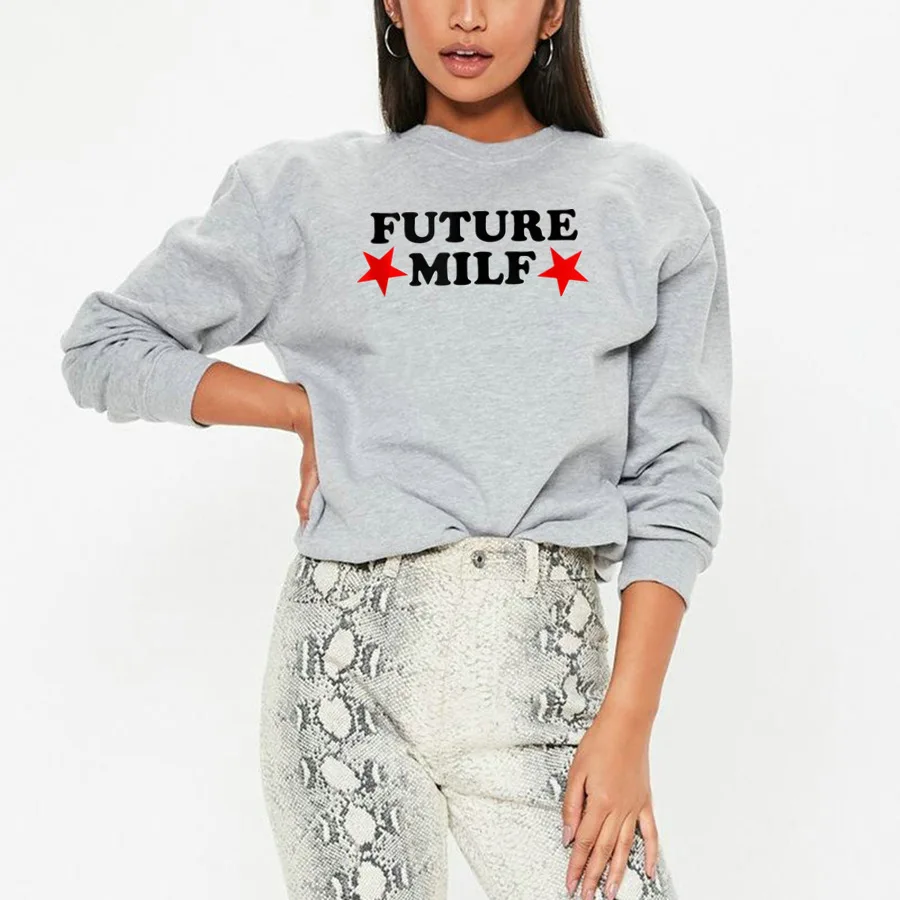 Future Milfs Funny Vintage Women Crewneck Sweatshirts Long Sleeve Loose Cotton Streetwear 2000s Y2k Grunge Clothes Jumpers