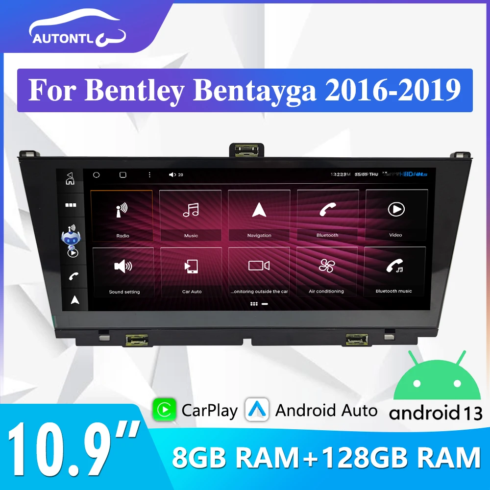 Qualcomm CarPlay Android 13 For Bentley Bentayga 2016-2019 Car Radio Multimedia Player GPS Navigation 8+128GB w/360 Panoramic