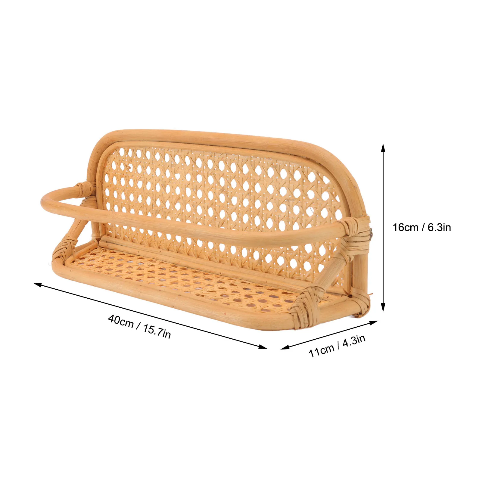 Rattan Wall Shelf Hand Crafted Durable Natural Rattan Hanging Rack Wall Storage Shelf For Bathroom Kitchen Living Room