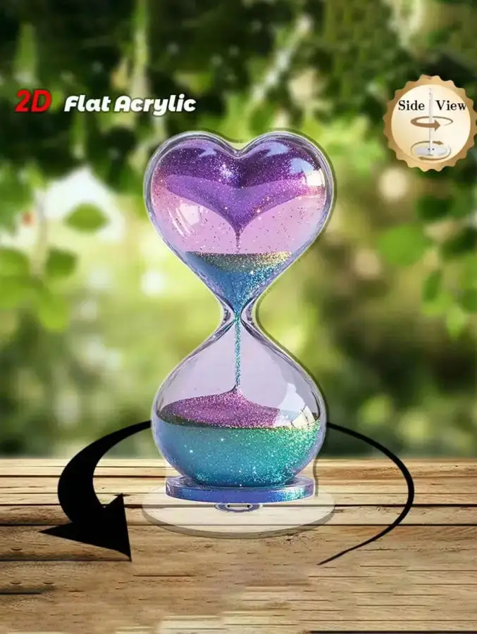 1Pc Acrylic Heart-Shaped Funnel Decor 2D Flat Rotating Modern 3D Asymmetrical Desktop Accent Ornament for Home Decor image 4