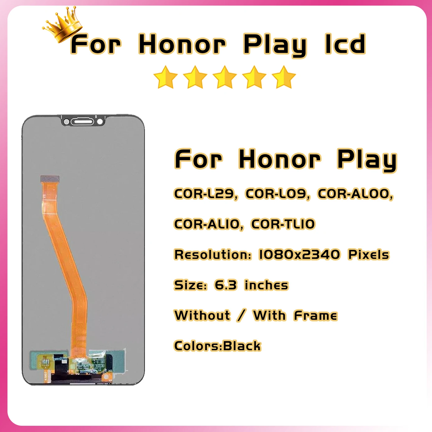 100% Tested For Huawei Honor Play LCD Display Screen Touch With Frame For Honor Play COR-L29 COR-AL00 10 Touch Panel Digitizer