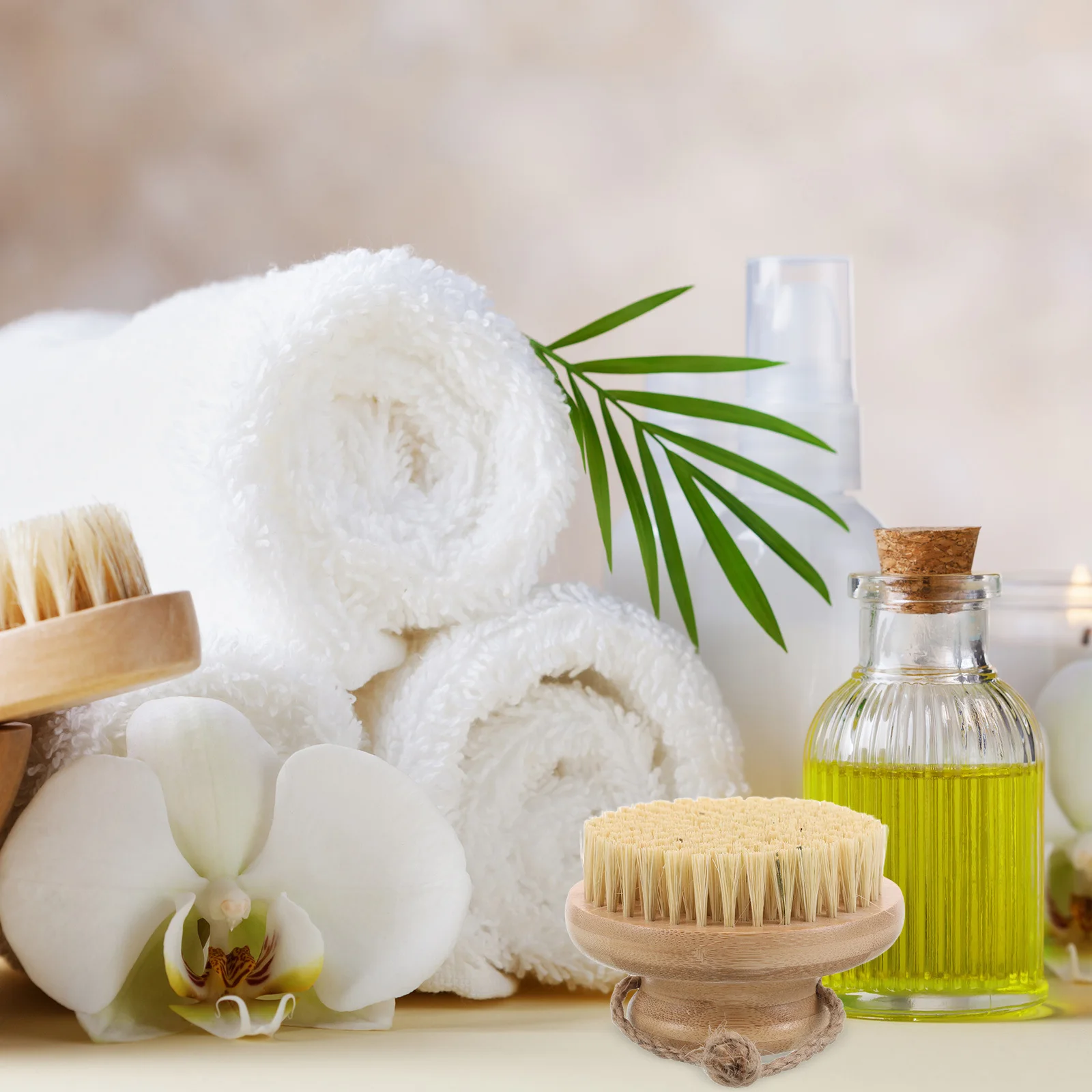 فرشاة الجسم الجافة من الخيزران بشعيرات السيزال للاستحمام ومنظف الظهر وتقشير لطيف وإزالة الجلد الميت وتدليك للنساء والرجال #1