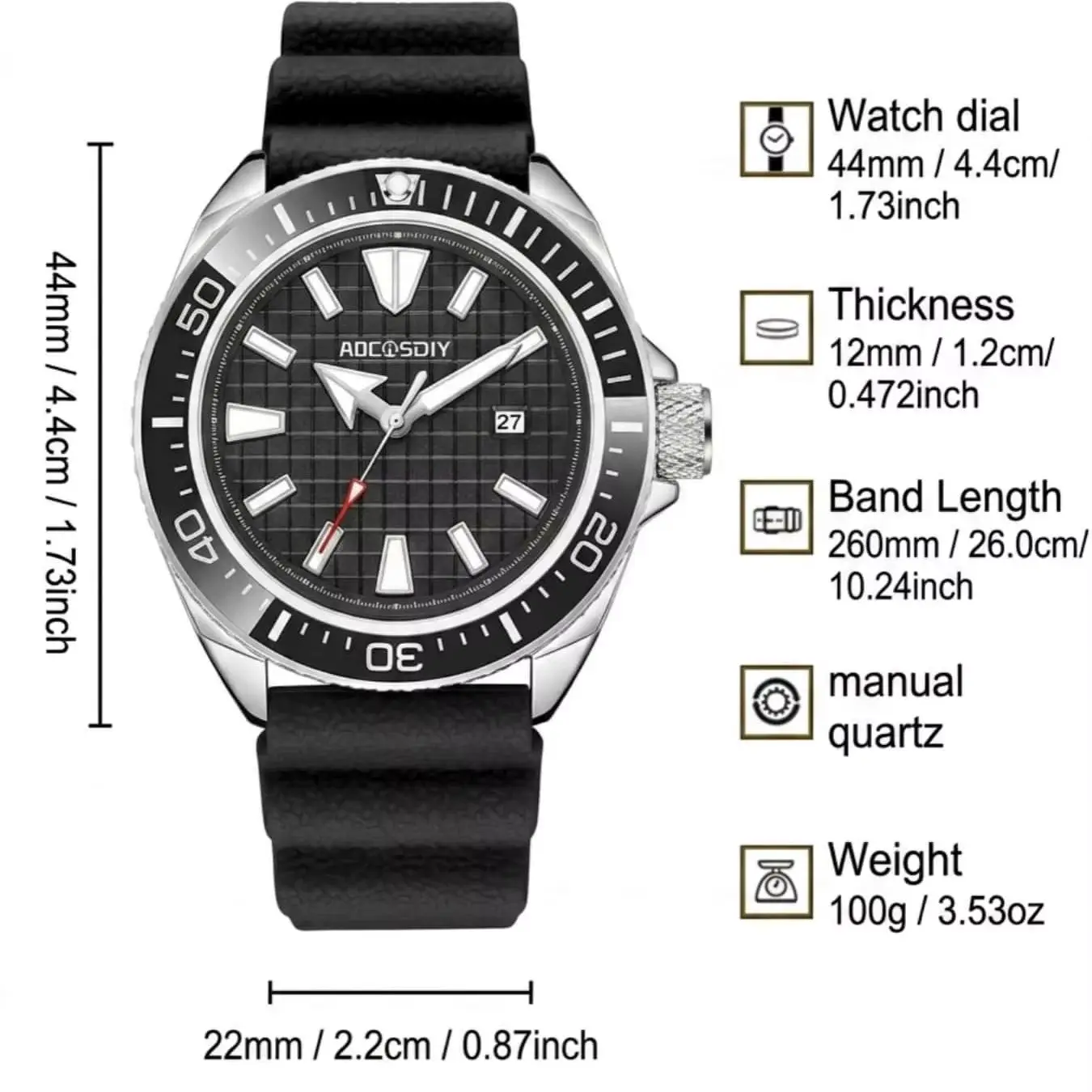 AOCASDIY Men's Quartz Watch with Checkered Date Dial, Ideal Gift for Business Travel, Ideal Gift for Casual Men's Birthday