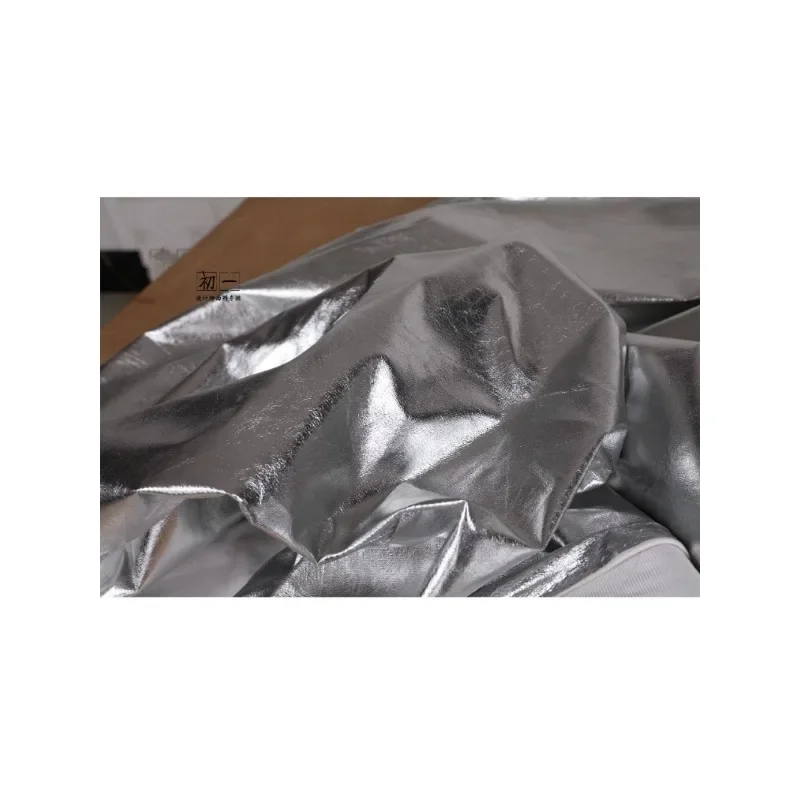 Mirror Coating/shiny Silver Bulletless Shirt PU Artificial Soft Leather Light Sensitive Thin Base Coat Clothing Designer Fabric