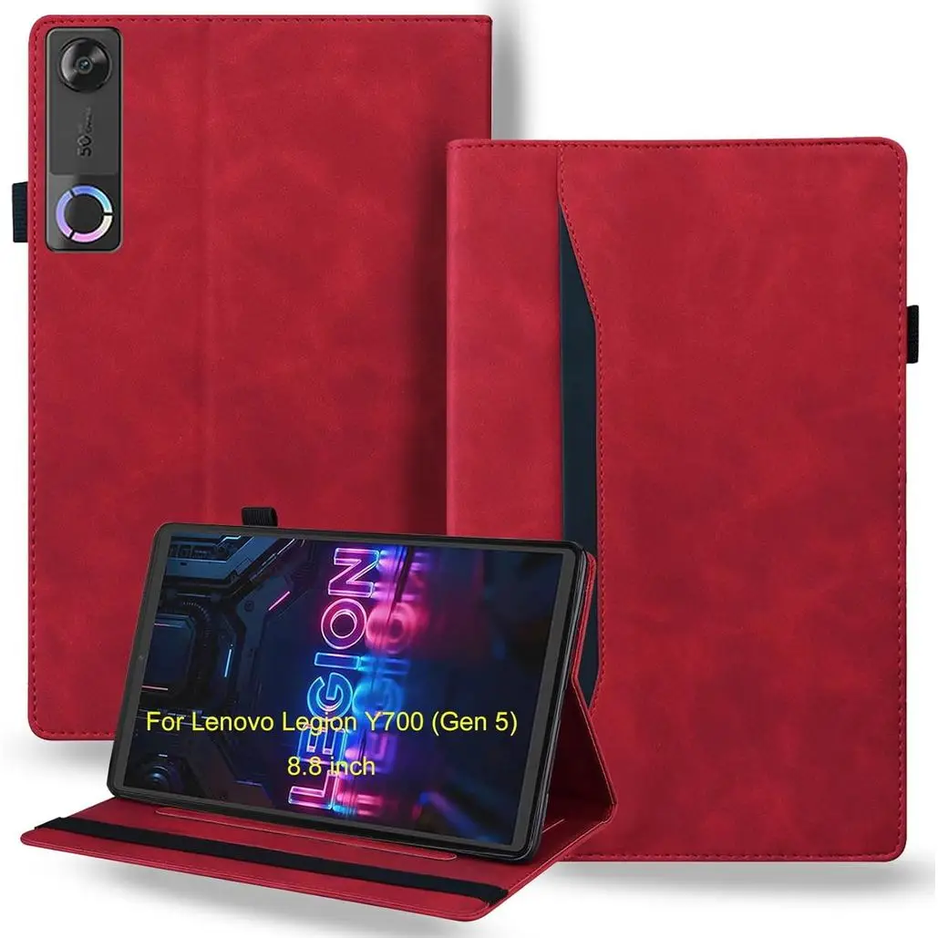 

Shockproof PU Leather Cover Case for Lenovo Legion Y700 5th Gen 8.8 inch Gen 5 2026 TB323FU with Kickstand Card Slots Grip Strap