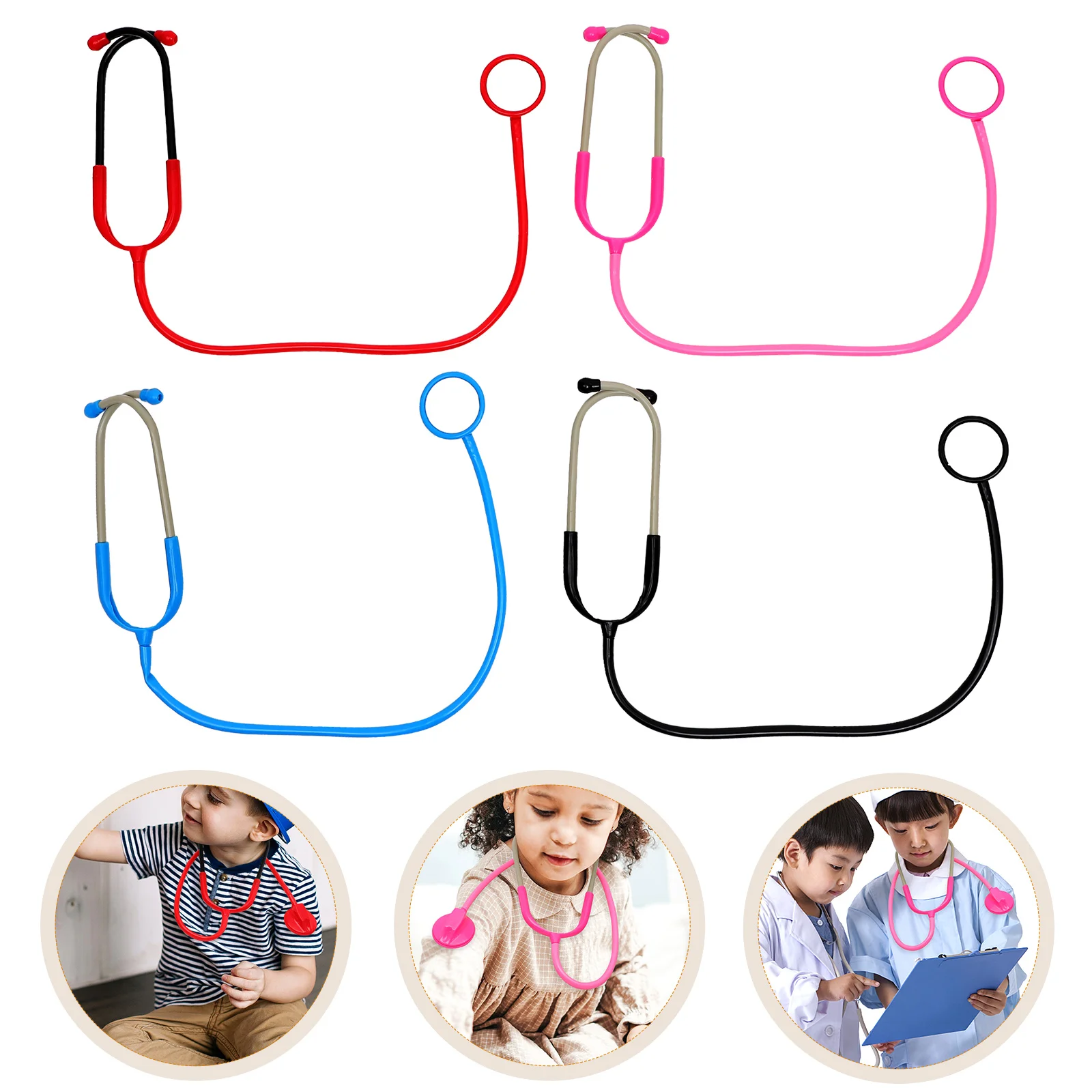 4pcs Simulation Nursing Stethoscope Toys Halloween Costume Pretend Play Doctor Game Props Medical Equipment Toys