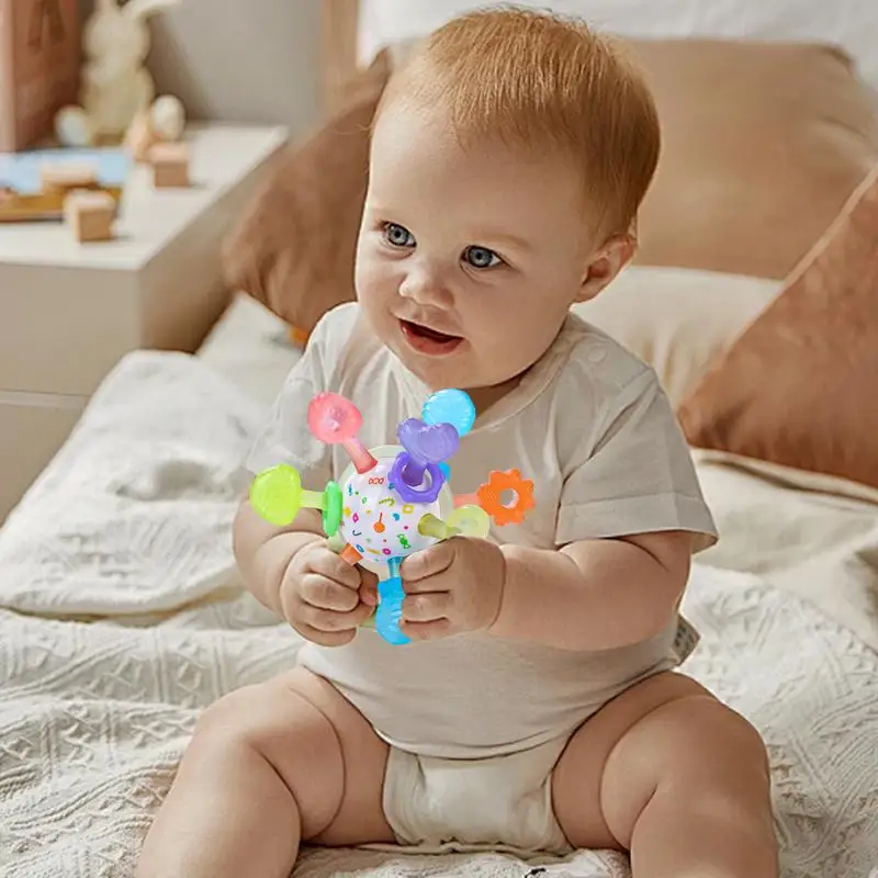 Juguete de dentición para niños pequeños, mordedor de entrenamiento de agarre calmante, textura suave, juguetes para masticar para niños pequeños, Navidad, cumpleaños y