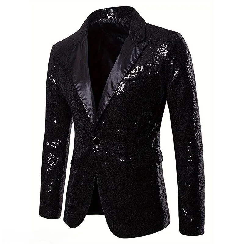 

Shiny Sparkle Effect Men's Suit Cross-Border Business Warmth-Fitting Style Double Slit Back Spring Season Other/Other Details