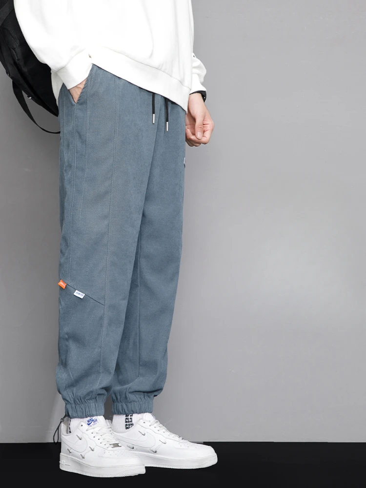 Harem Pants Men Drawstring Loose Ankle-tied Normcore Youthful Vitality Hipster Solid Spring Autumn Sporty Bodybuilding Simple