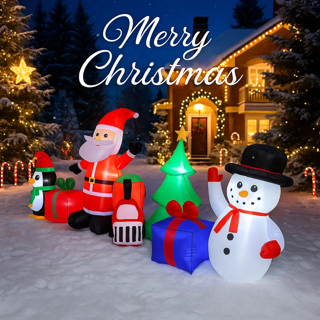 10.17FT لعبة قابلة للنفخ سانتا ثلج البطريق شجرة مجموعة عيد الميلاد ديكور ديكورات للباحة LED لوازم خارجية زينة عيد الميلاد #5