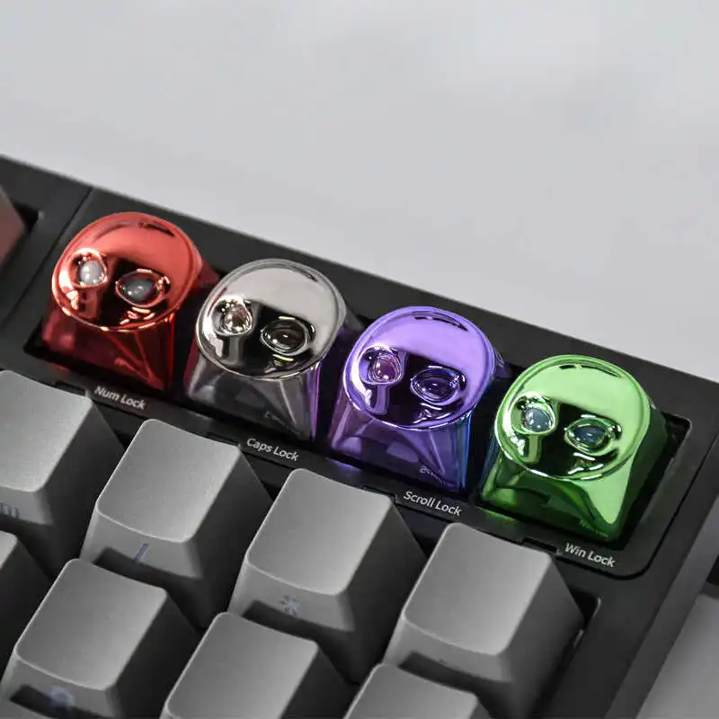 Alien Metal Keycaps Translucent Personalized Custom Cute Blue Multi-color Keycaps for Mechanical Keyboard Gaming Accessories