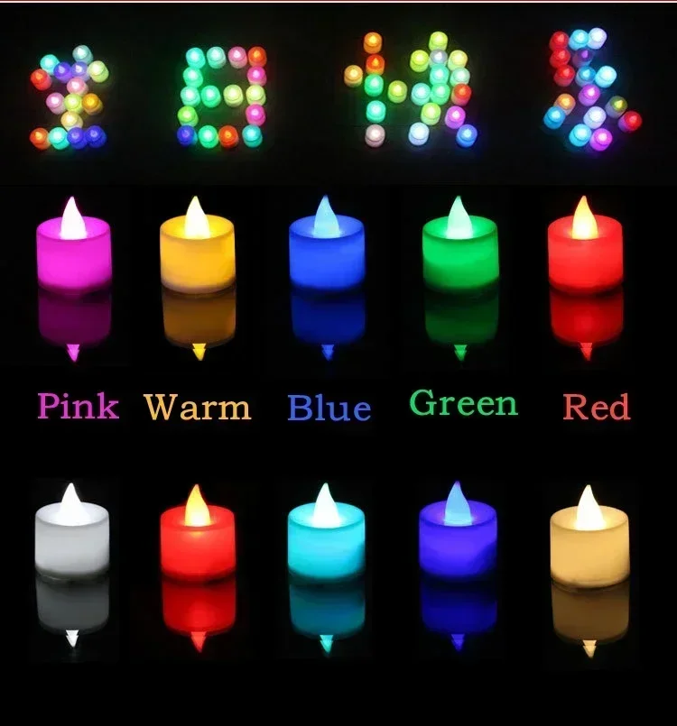 1-50Pcs Colorful Flickering Flame LED Candles Light Battery Powered Flameless Simulation Light For Wedding Christmas Home Decor
