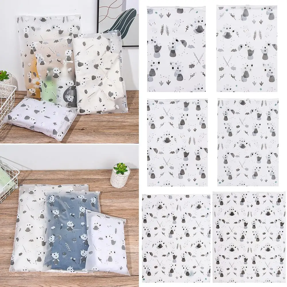 Transparent Wardrobe Storage Bags Frosted Printed Underwear Zipper Lock Vacuum Bags Shoes Makeup Bag Clothes Storage Bags