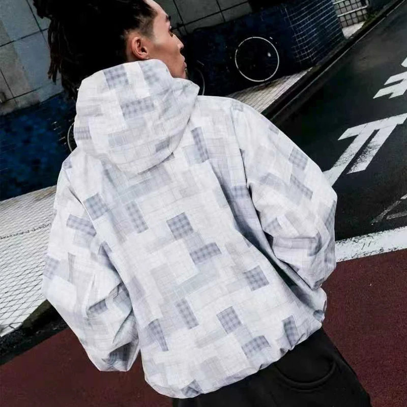 2026 Autumn Winter Best Quality Windproof Waterproof Zipper Jackets Men Women Gray Camouflage Checkered Outdoor Coats