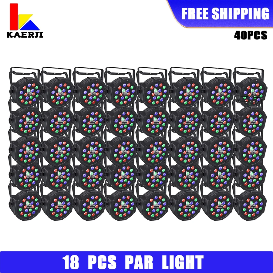 Luzes do palco DJ 18led material pp, dmx, colorido, rgb, 3in 1, magro, para show de palco, sem impostos, 40pcs