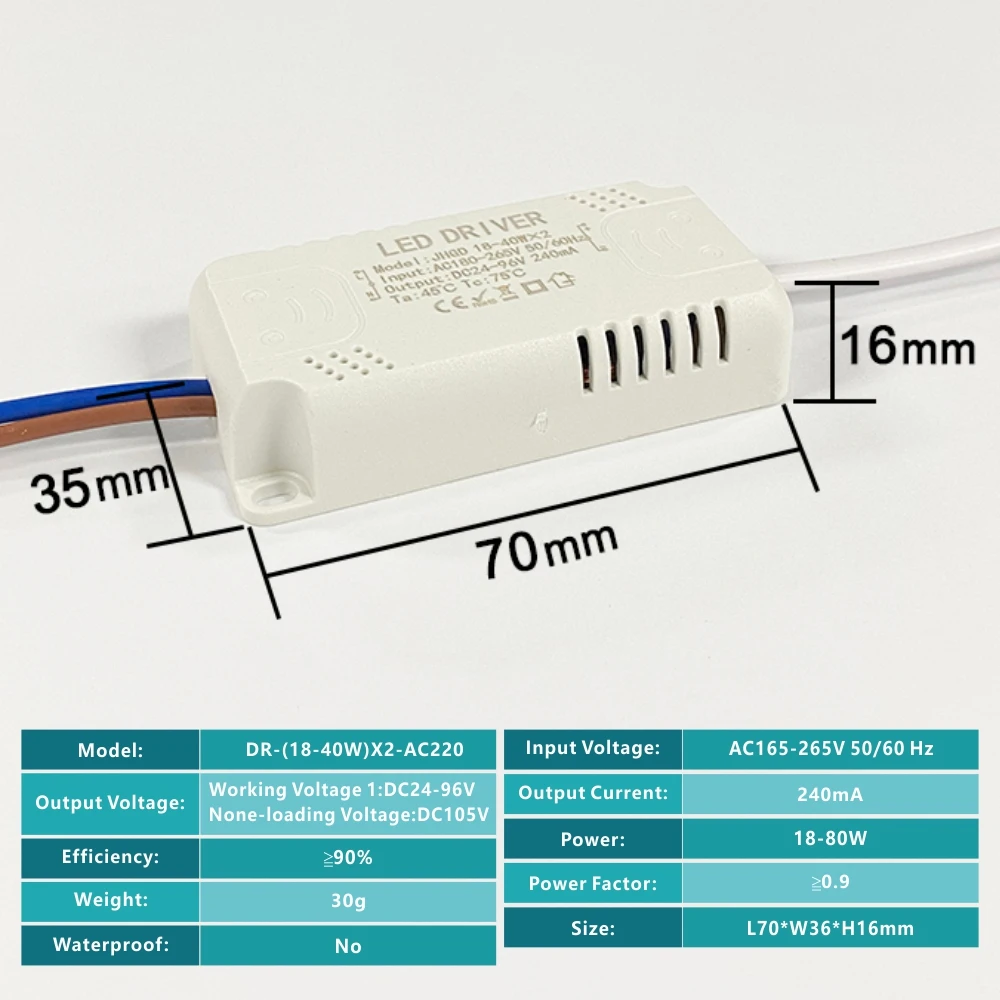 LED Lighting Transfermer (8-80W)*2 for Double Color Ceiling Downlights 2 Channel DC28-245V 240mA,Input AC165-265 Lamp Driver
