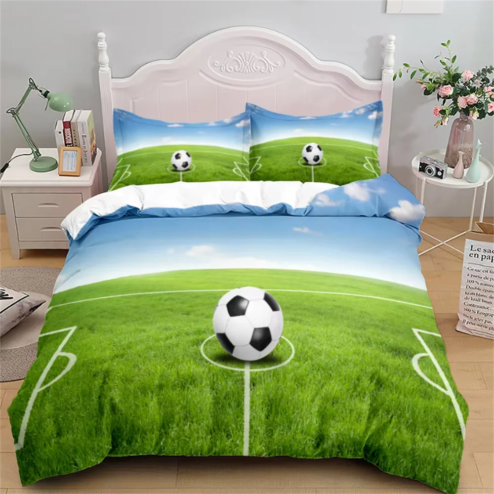 

Football Duvet Cover Set 3D Soccer Printed Boys Teens Bedding Set Sports Theme Double Queen King Size 2/3pcs Comforter Cover