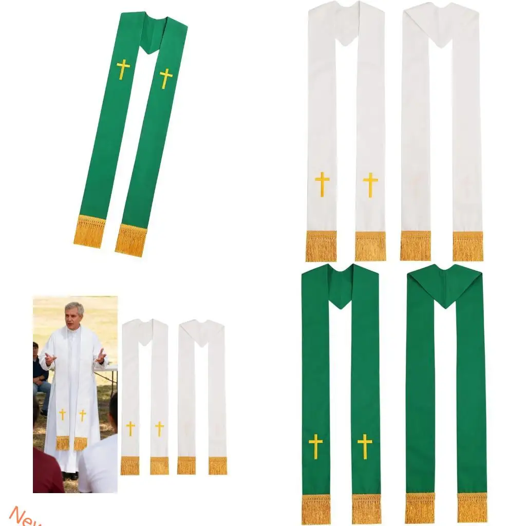 

Традиционный палантин для духовенства с вышивкой, скрещенными узорами и элегантными кисточками для официального богослужения,