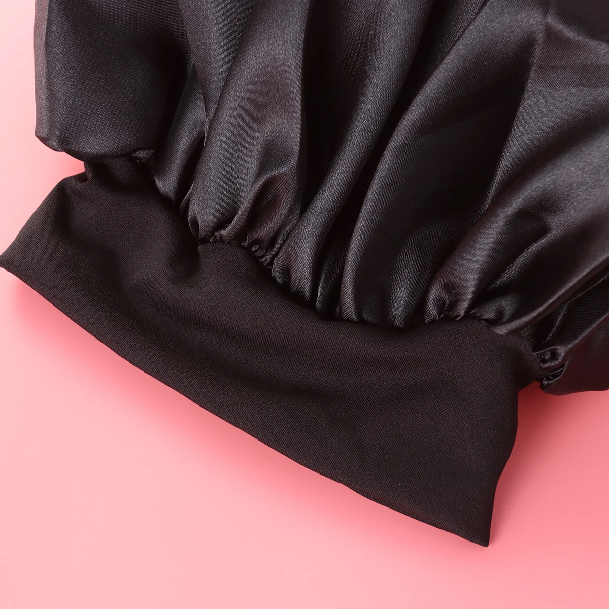 

Black Wide High Resilience Resilience Silk Sleep Bonnet Hat 56 58cm Size Adjustable Wide Side Sleeping Cap Bath Cap