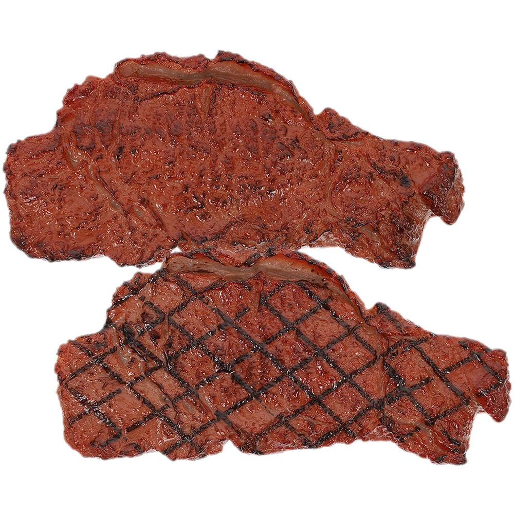 2-teiliges Steak-Modell, gefälschtes künstliches Essen, Schweinefleisch, PVC, Fotografie, Kindergrill, Fleisch