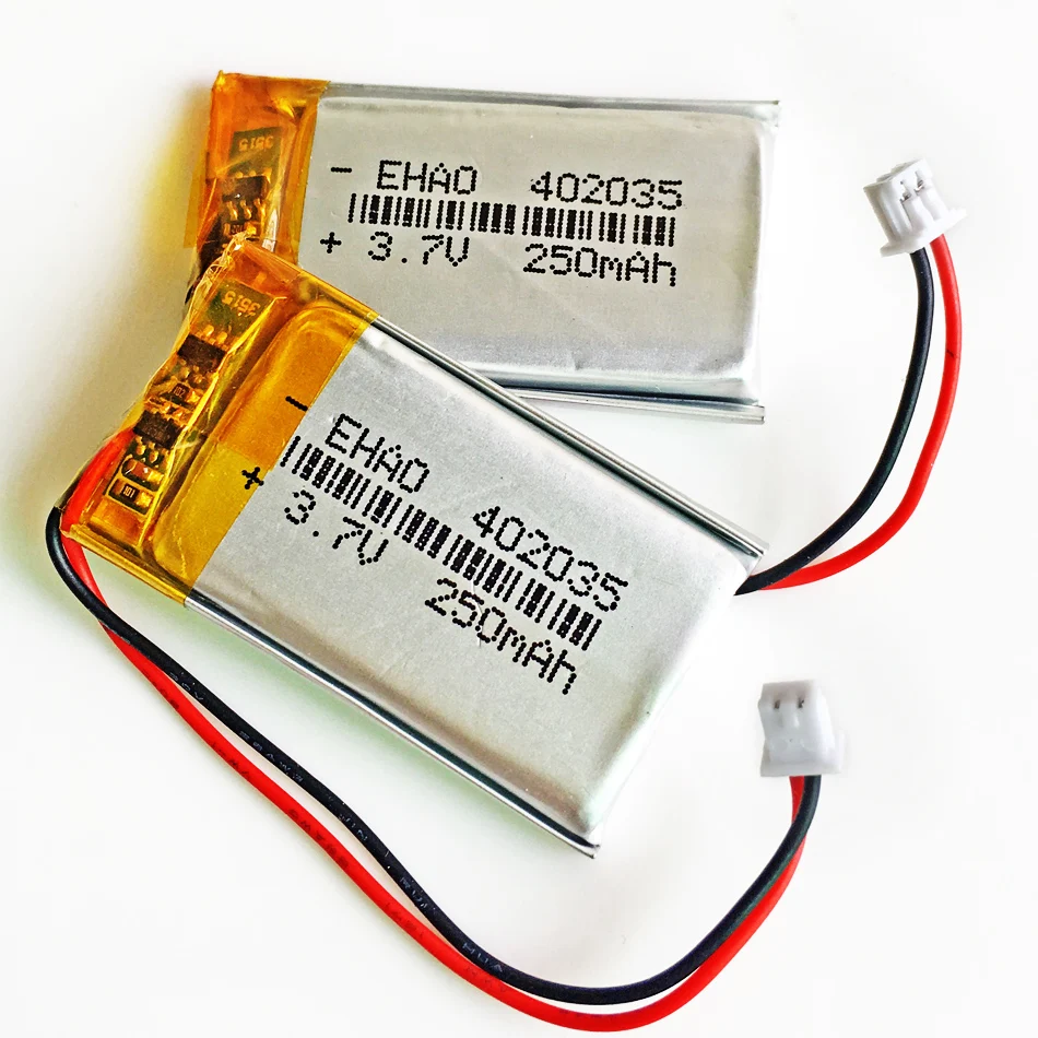 3.7V 250mAh litowo-polimerowa Lipo akumulator 402035 + JST 1.25mm 2-pinowa wtyczka do MP3 MP4 GPS zestaw słuchawkowy bluetooth