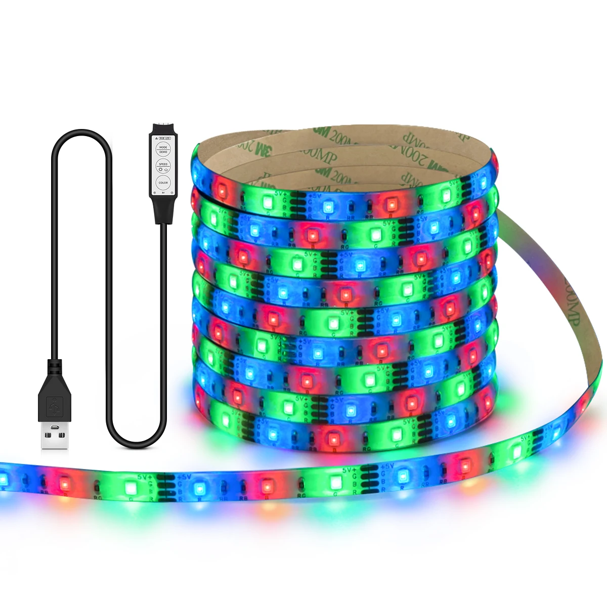 

5V USB RGB LED Strip Light Various Lighting Modes 2835 Waterproof Lamp Tape Colorful Effect Gaming Room Bar Wall Backlight Decor