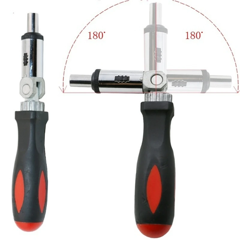 1/4 Inch 180 Degree Adjustable Hexbit Angle Driver Ratchet Wrench Multi-function Screwdriver Positive And Negative Direction