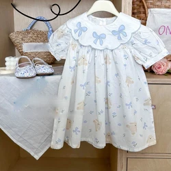 Girl's Sweet Dress Summer New Baby Kids Dress Korean Edition Doll Collar Embroidered Girl's Princess Dress Children Clothing