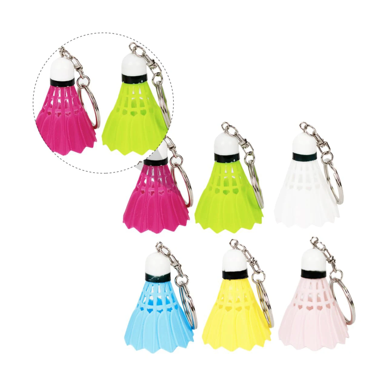 6Pcs Badminton Keychain Sports Pendant Bag Pendant Game Souvenir Keyring