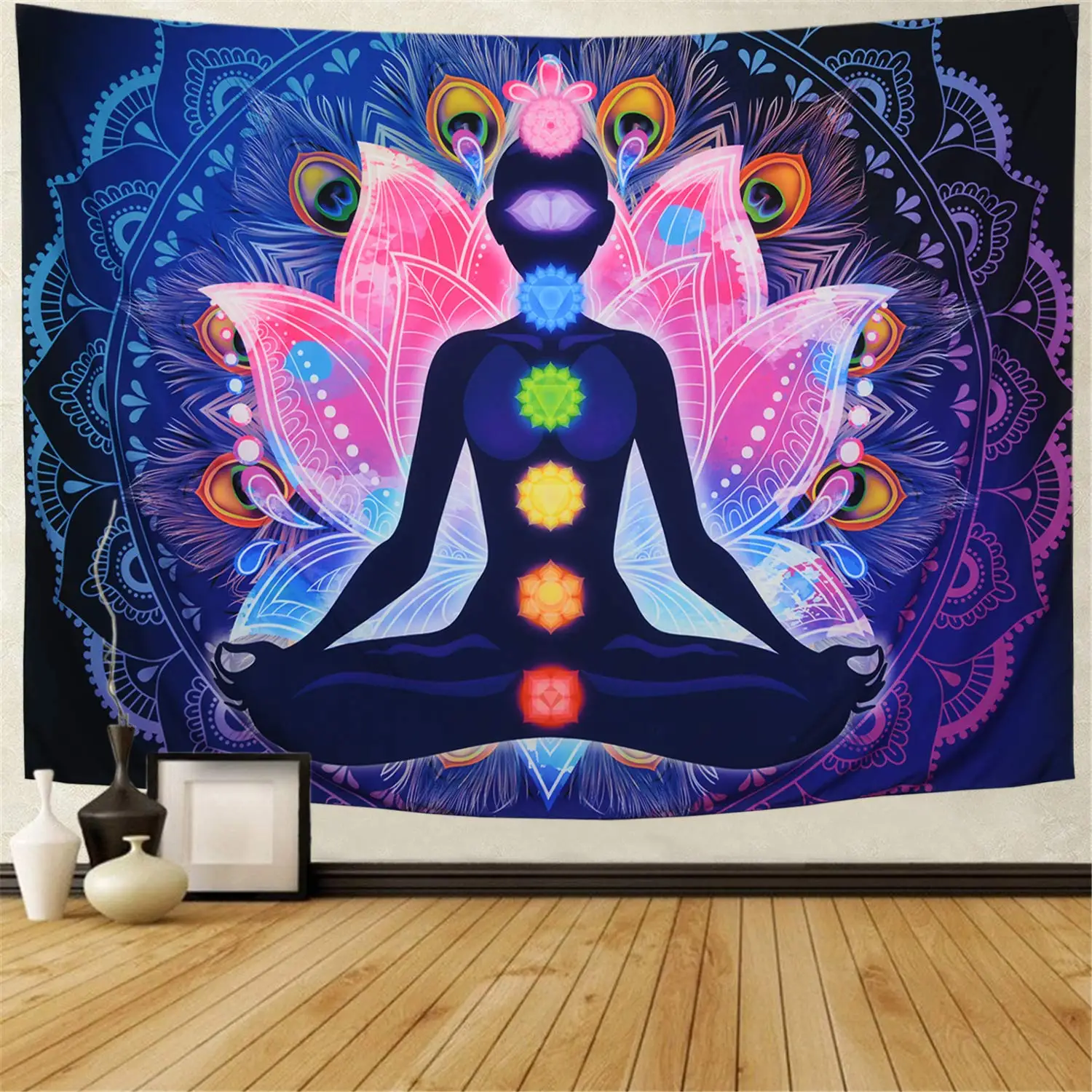 

Seven Chakra Tapestry Yoga Meditation Wall Hanging Tapestry Colorful Mandala Indian Hippie Chakra Tapestry for Bedroom