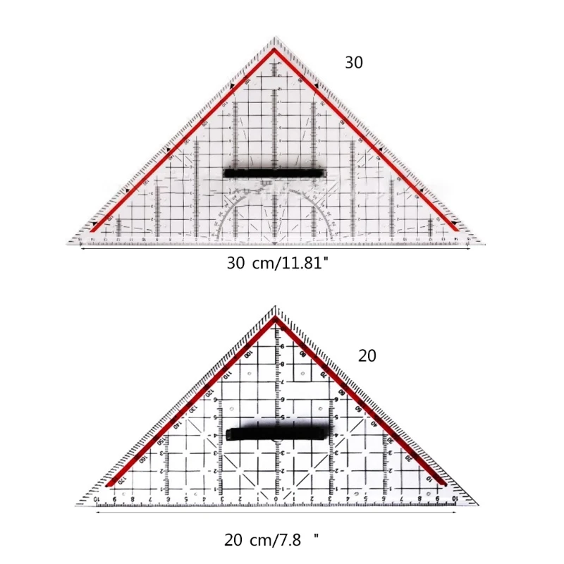 Triangle Rulers Square Set Plastic Protractor Transparent Scale Rulers with Handle School Supplies Geometrys Measuring Tool