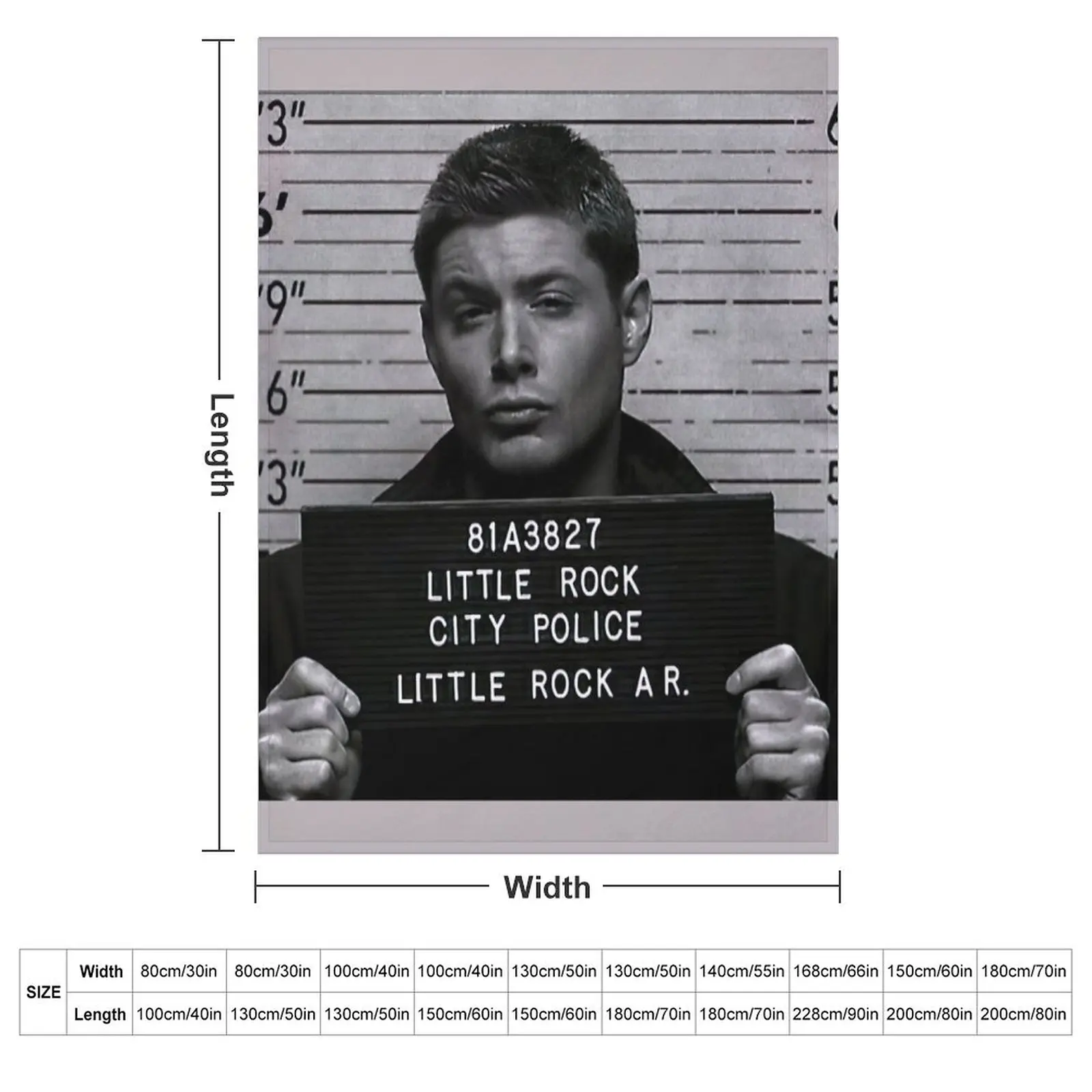 Supernatural - Dean Winchester Mugshot Throw Blanket Luxury St Sleeping Bag Blankets