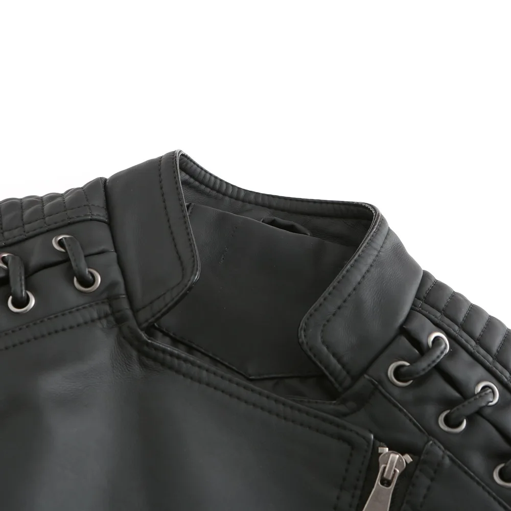 Spring Autumn Leather Jacket Women Slim Fit Motor Biker PU Leather Short Coat Stand Collar Ladies Zipper Outerwear
