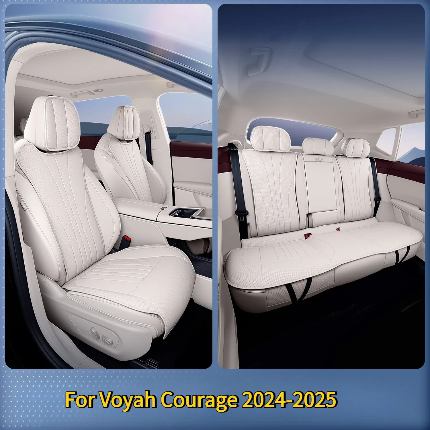 For Voyah Courage 2024-2025 Car Seat Covers Leather Seat Cushions All-season Comfortable Breathable Protective Pad Accessories detail image 2