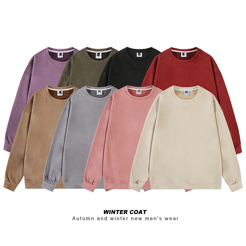 

Basic Sweatshirts Korean Style Solid Color Sweatshirt Man Woman Crew Neck Loose Oversized Casual Sportswear Pullover