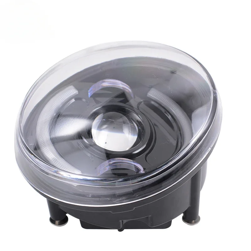 Yongjin Motorcycle Headlight White DRL  Led Headlight, Round black Head Lamp for vespa scooter LX