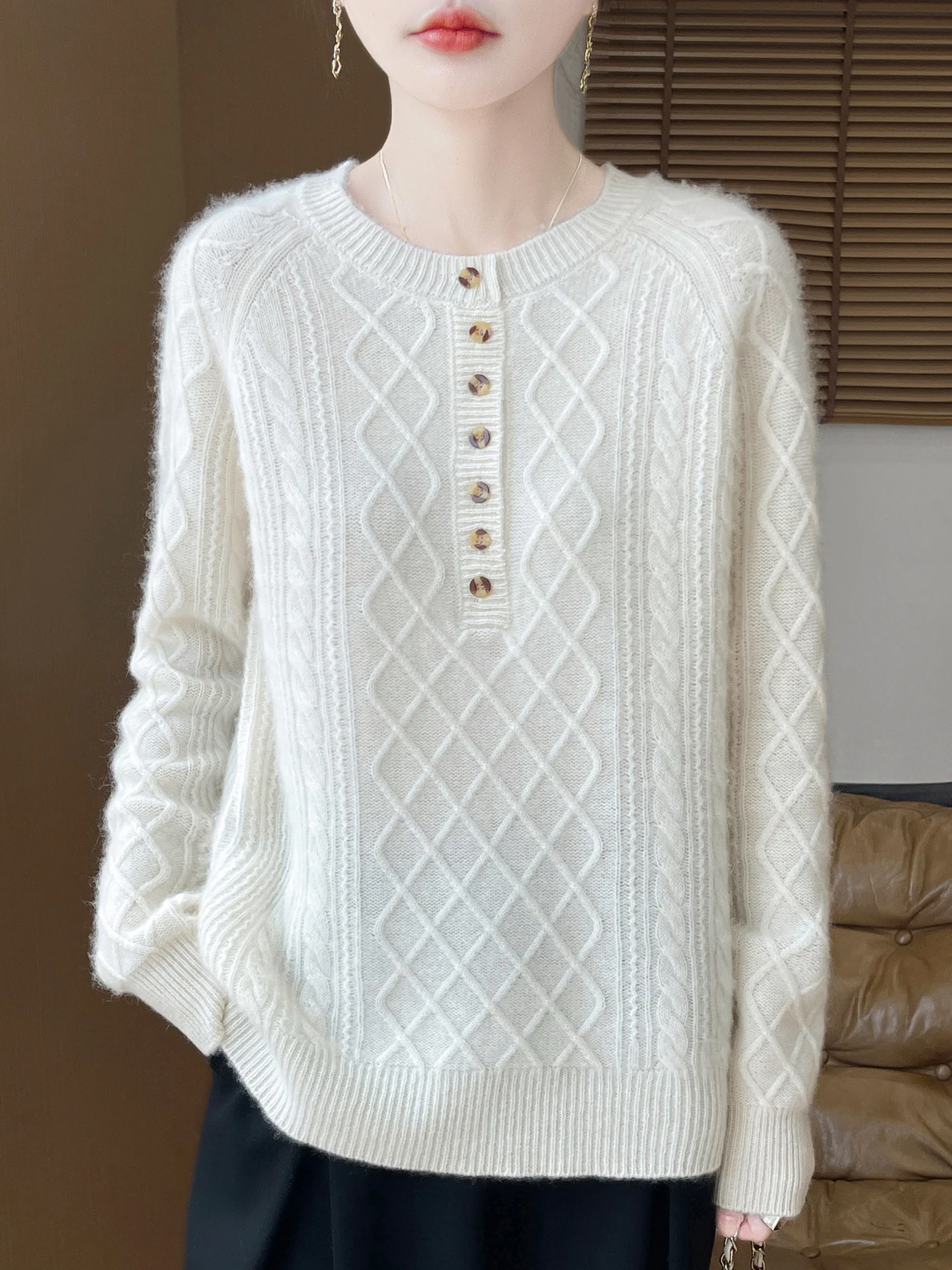 

New Fashion Thick Autumn Winter Woman Sweater Elegant Lady 100% Merino Wool Knitted Pullover Cashmere Long Sleeve Clothing Tops