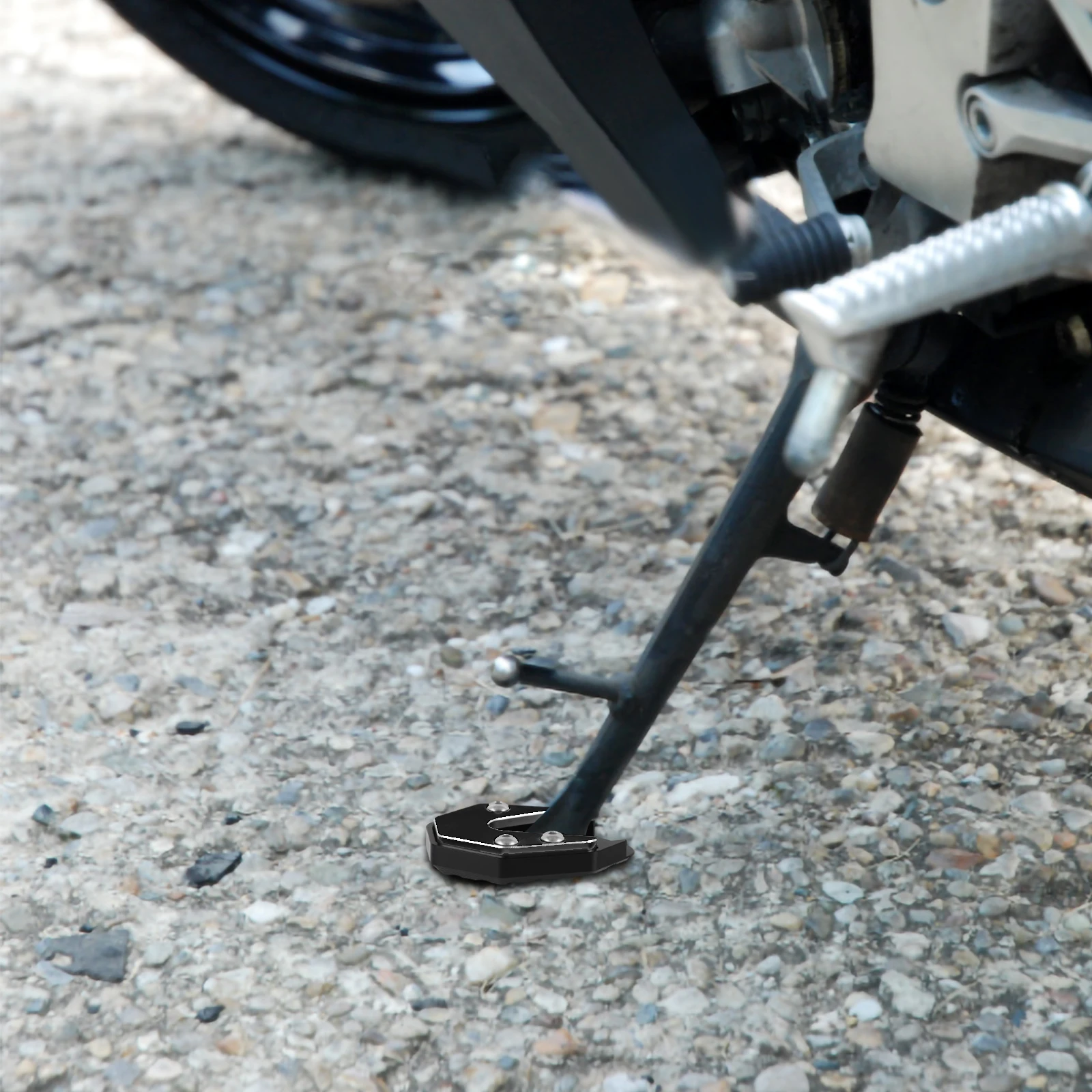 

Anti-Slip Motorcycle Kickstand Pad Support Plate Mat Durable Universal Fit Easy Install No Tools Long Ride Comfort Extended Foot