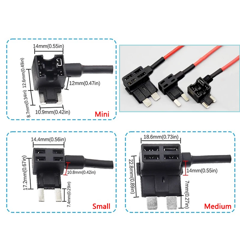 10/5pcs MINI SMALL MEDIUM Size Car Fuse Holder Add-a-circuit TAP Adapter Micro Mini Standard ATM Blade Fuse for Cars Vans image 2