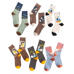 3 Pairs Autumn Winter Cartoon Sports Women Soft Cotton Socks Hipster Street Graffiti Sokken Sale