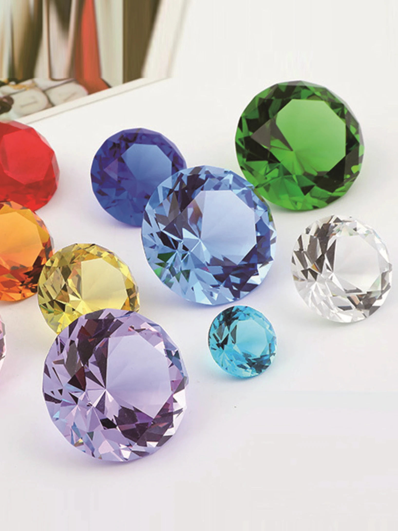 Presse-papier en forme de diamant en cristal clair de 40mm, présentoir de pierres précieuses, ornement de cadeau de mariage et de noël