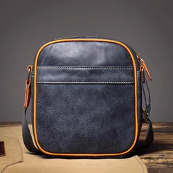 Nuova borsa da uomo retrò in vera pelle mini custodia per telefono borsa a tracolla da uomo borse a tracolla casual alla moda