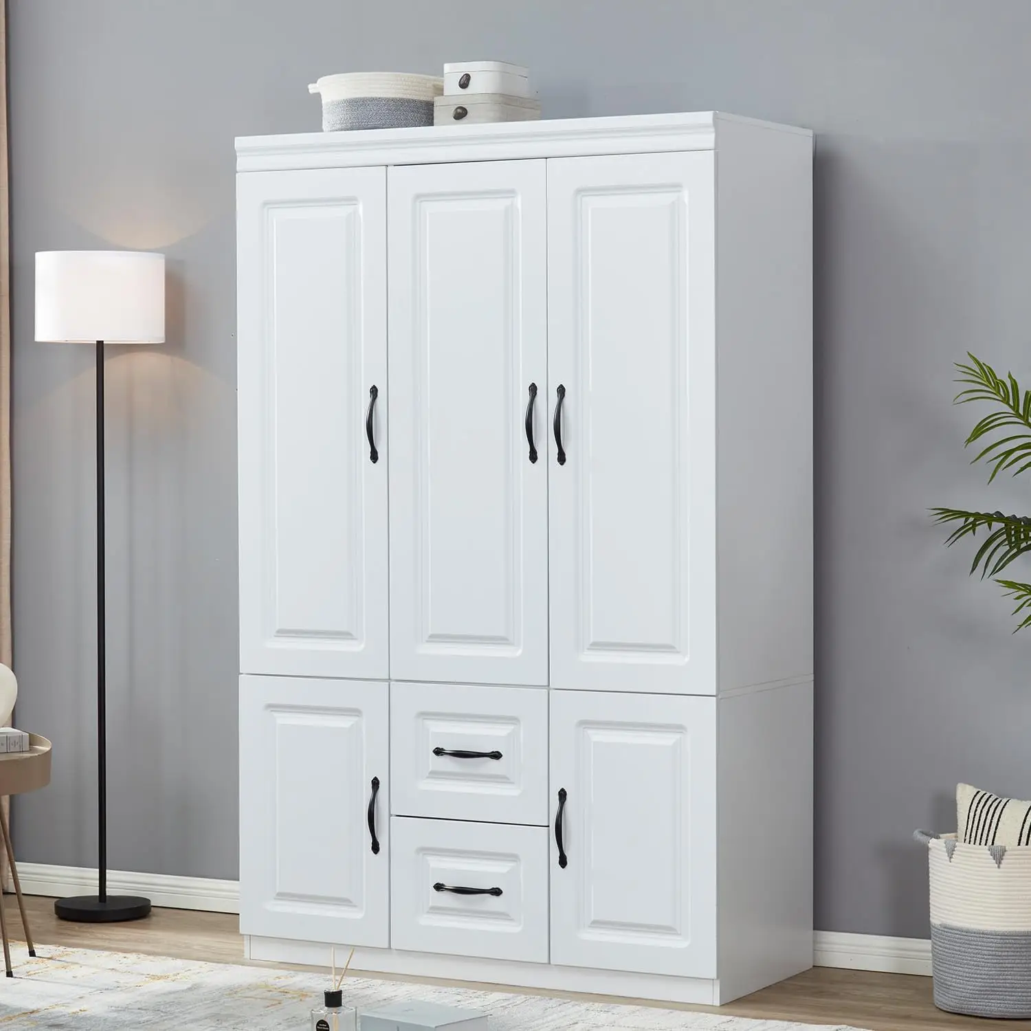 Armoire de Rangement Élégante, Placard avec Grande Capacité, Armoire avec 3 Portes, 2 Portes de Proximité