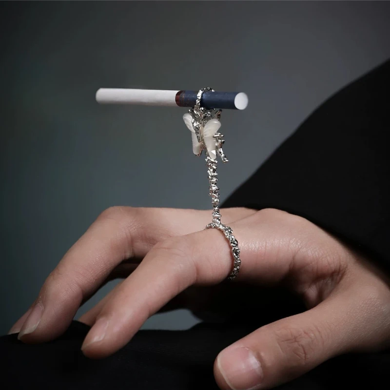 Schmetterlings-Zigarettenklammer, silberne Schlange, Zigarettenspitze, Ring, Abschlussfeier, Geschenk für Erwachsene, Party, unverzichtbares Zigarettenzubehör